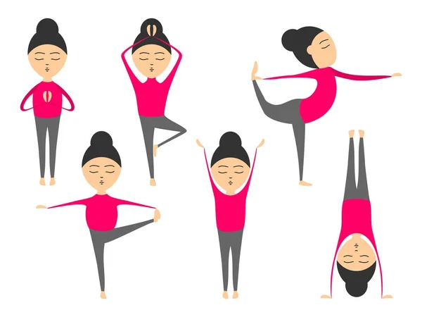 Vektor Set Yoga Pose Untuk Kesehatan Dan Fleksibilitas Latihan Yoga - Stok Vektor