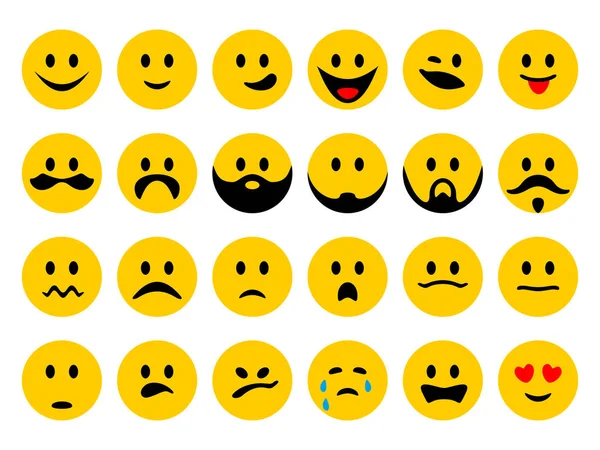 Smiley Ifadeler Kümesi Emoji Ileti Için Beyaz Arka Plan Üzerinde — Stok Vektör