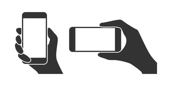 Les Mains Tiennent Téléphone Position Horizontale Verticale — Image vectorielle