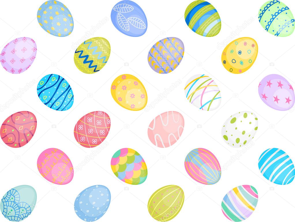 Seamless pattern with colored eggs for Easter holiday. Painted eggs as traditional Easter symbols