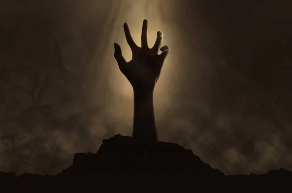 Zombie hand coming out from the grave — Stock Photo, Image