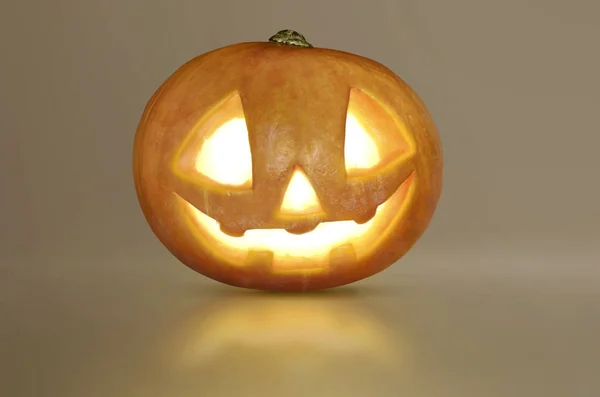 Halloween-Kürbis, lustiger Jack o 'Laterne auf braunem Hintergrund — Stockfoto