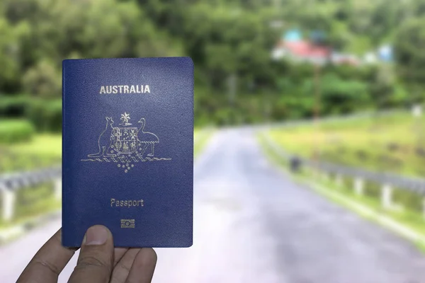 Australia passport with blur background — Stock Photo, Image