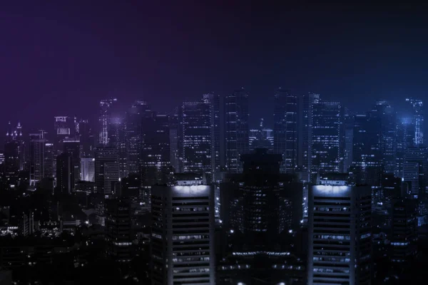 Panorama de la ciudad a medianoche —  Fotos de Stock