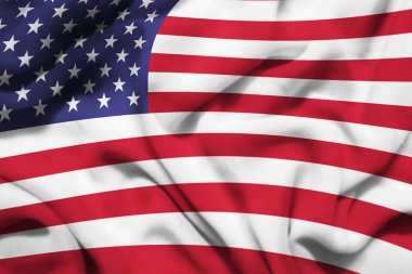 Amerikan bayrağı sallayarak, akan, rüzgarda 3d resimde bayrak.