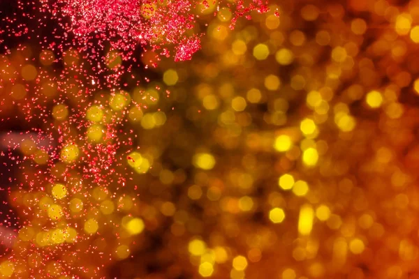 Jul Bakgrund Röd Glitter Sjunkit Med Gyllene Bakgrund — Stockfoto