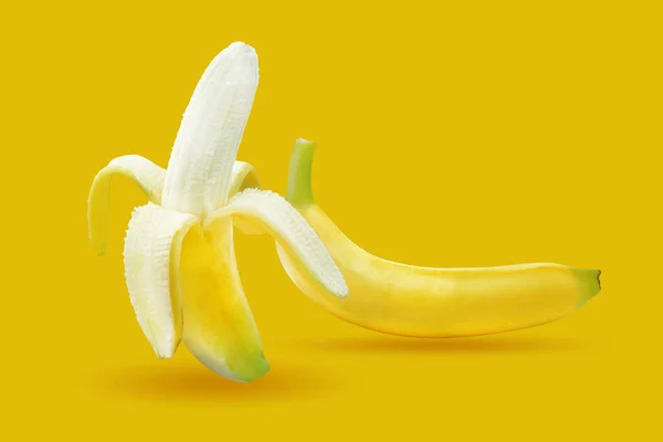 Bunte Fruchtmuster Frischer Gelber Bananen Auf Farbigem Hintergrund — Stockfoto