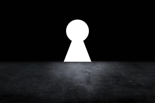 Karanlık iç odadaki anahtar deliği., 