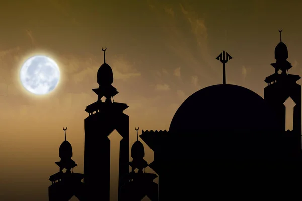 Une Vue Mosquée Silhoutte Sur Fond Coucher Soleil Magnifique — Photo