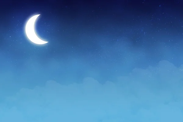 Панорамний Вид Темний Хмарний Пейзаж Вночі Новим Місяцем Шпалери Або — стокове фото