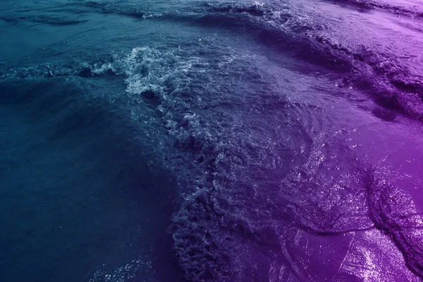 Superfície Onda Fundo Abstrato Mar Com Cor Filtrada Azul Roxo — Fotografia de Stock