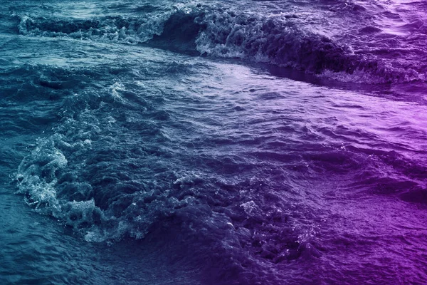 Superfície Onda Fundo Abstrato Mar Com Cor Filtrada Azul Roxo — Fotografia de Stock