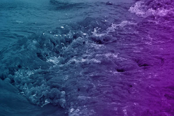 Superfície Onda Fundo Abstrato Mar Com Cor Filtrada Azul Roxo — Fotografia de Stock