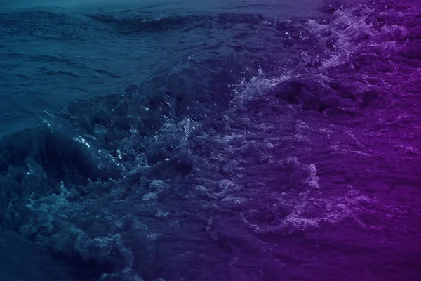 Superfície Onda Fundo Abstrato Mar Com Cor Filtrada Azul Roxo — Fotografia de Stock