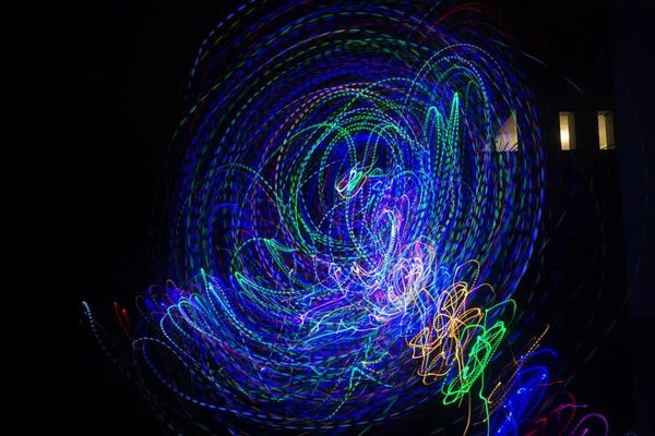 Luzes Movimento Noite Como Fundo Abstrato — Fotografia de Stock