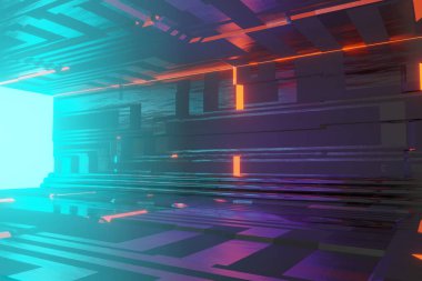 Işıklı 3D fütüristik tünel oluştur