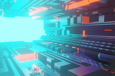 Işıklı 3D fütüristik tünel oluştur