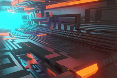 Işıklı 3D fütüristik tünel oluştur