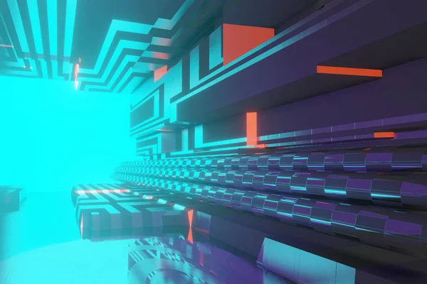 Işıklı 3D fütüristik tünel oluştur