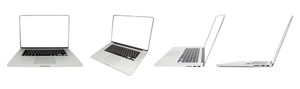 白色背景上有空隙的孤立笔记本电脑 — 图库照片
