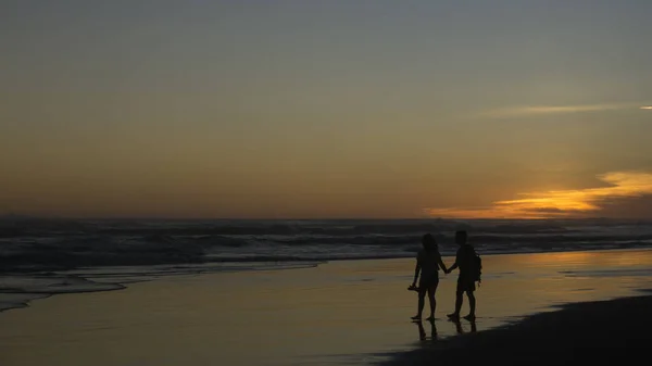 Bonita Puesta Sol Playa Yogyakarta Indonesian — Foto de Stock