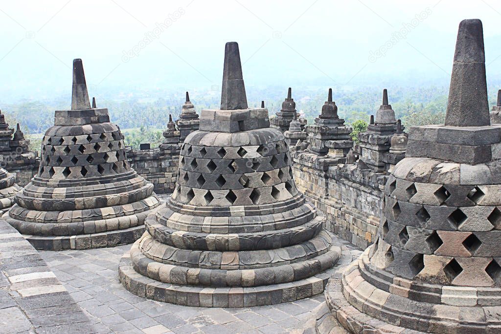 Beautiful view on  Borobudur temple at Yogyakarta