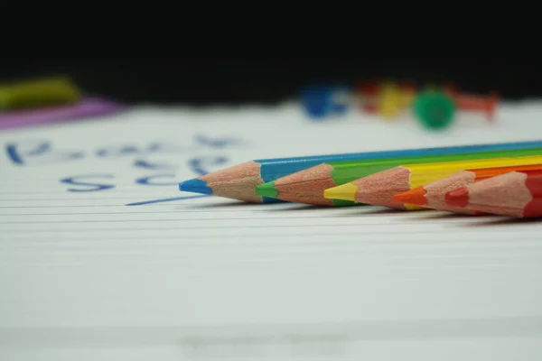 Concepto Vuelta Escuela Útiles Escolares Fondo Pizarra Listo Para Diseño — Foto de Stock