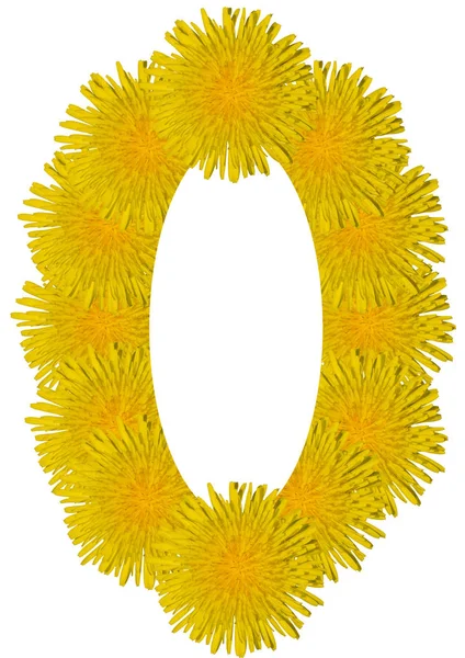 Beyaz arka plan üzerinde izole karahindiba çiçek çerçevesinden.