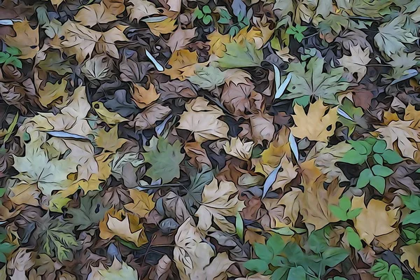 Abstrakt Gemalter Hintergrund Von Abgefallenen Blättern — Stockfoto