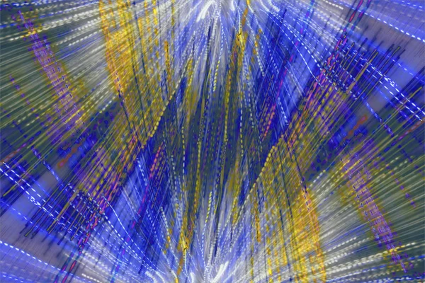 青と黄色の線の抽象的な混沌とした背景 — ストック写真