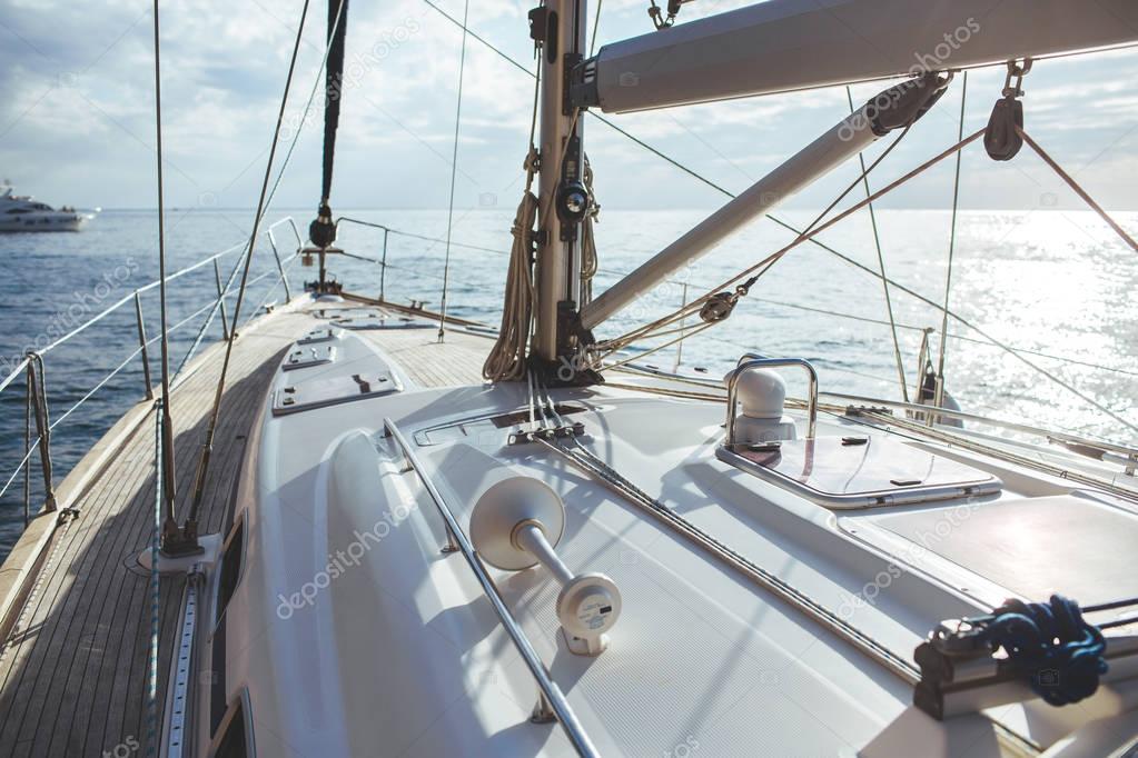 Yacht sailing in the tropical sea