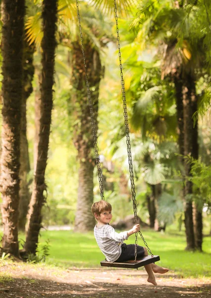 Adolescente menino no balanço — Fotografia de Stock