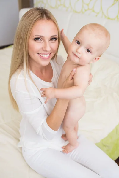 Mother Making Massage Her Infant Boy — Foto Stock