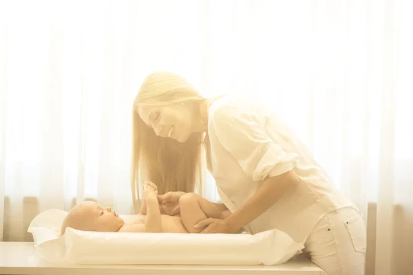 Mother Making Massage Her Infant Boy — Foto Stock