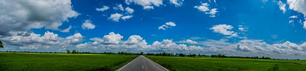 Paisaje panorámico. Naturaleza verde paisaje de asfalto carretera . — Foto de Stock