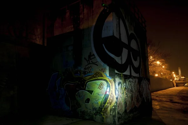 Dark Graffiti Wall — Stock Photo, Image