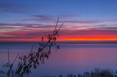 Balaton 'da gün batımı Balatonakarattya' da kış zamanı