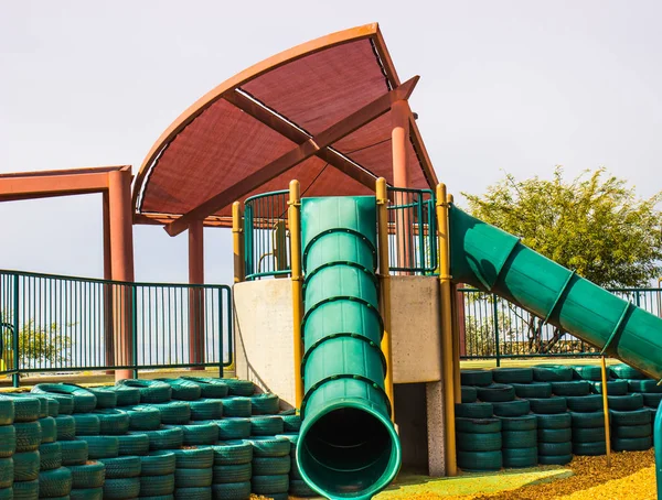 Multiple Tube Slides Kids Park — Stock Photo, Image