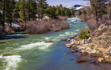 Dağ kar erime akan nehirden