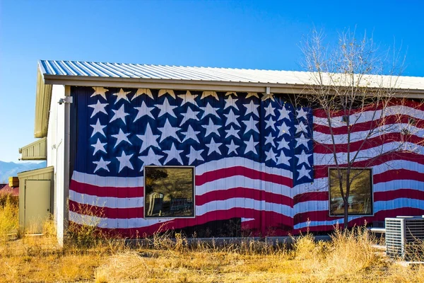 Building With American Flag On Side