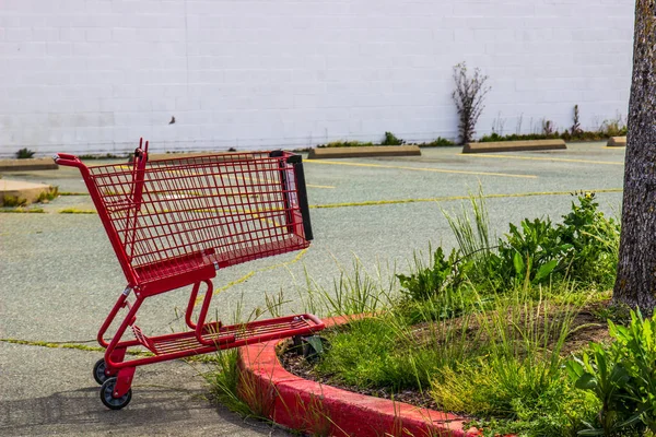 Abandoned Shopping Cart At Failed Business Building