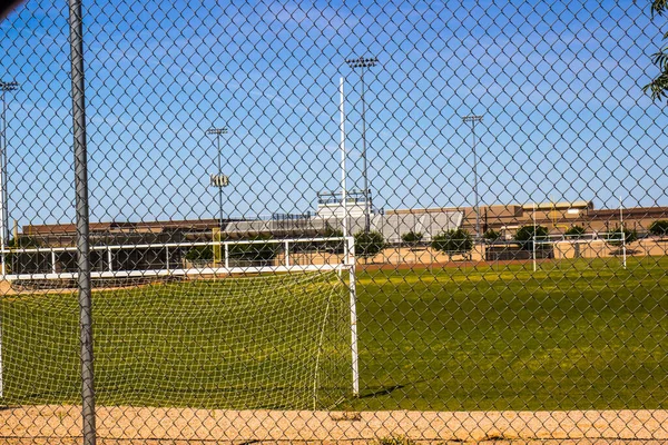 Não Alunos Ensino Médio Campos Jogo Devido Coronavirus — Fotografia de Stock