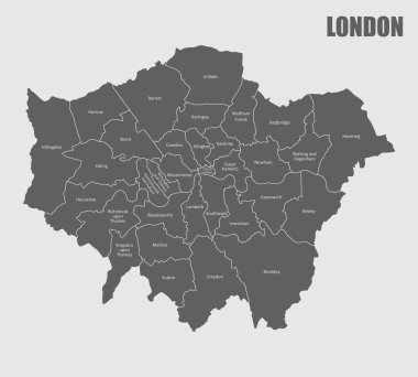 London regions map clipart