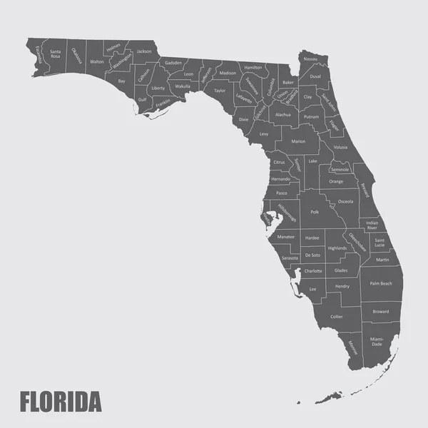 Florida e seus condados — Vetor de Stock