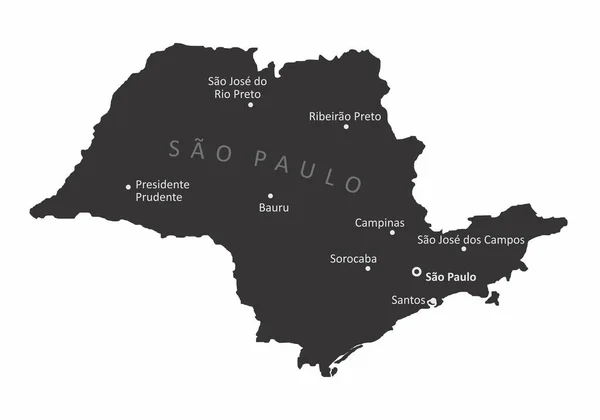 Sao Paulo Staat geïsoleerde kaart — Stockvector