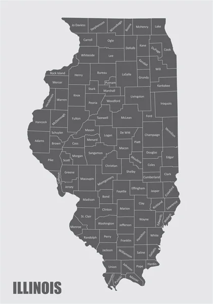 Illinois counties map — Stock Vector
