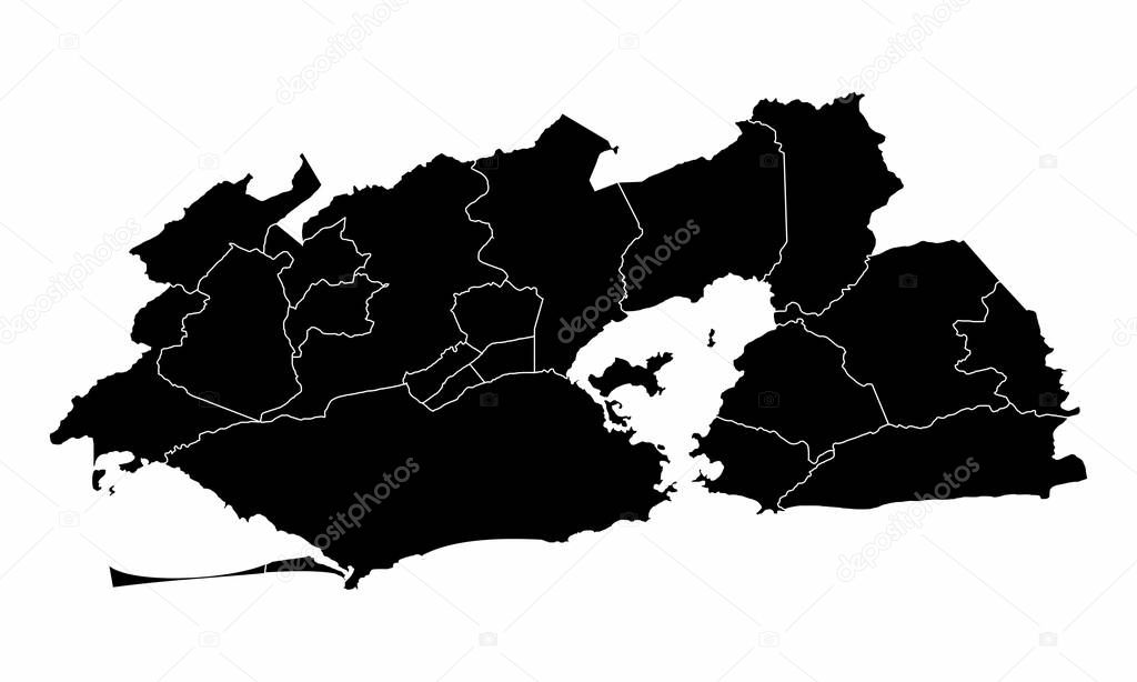 Greater Rio De Janeiro Dark Silhouette Map Isolated On White Background Brazil Premium Vector In Adobe Illustrator Ai Ai Format Encapsulated Postscript Eps Eps Format