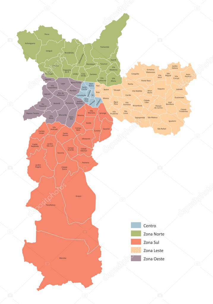 Sao Paulo city colorful map