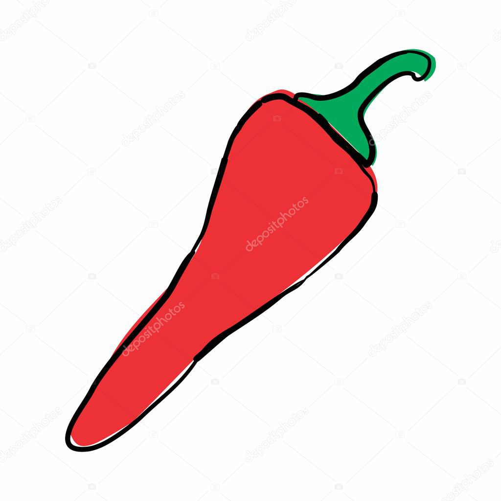 Red pepper freehand icon