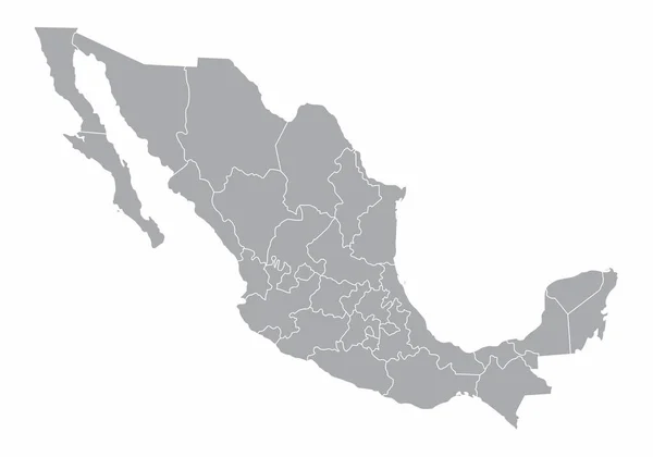 México mapa cinza — Vetor de Stock